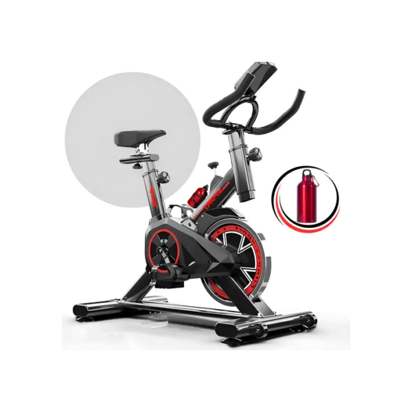 Bicicleta Ergométrica Fitness para Cardio e Musculação com base Cor Preto e Vermelho Epsilon Marca Redfin 8kg Inercia