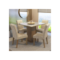 Conjunto Sala de Jantar Mesa Tampo de Vidro 4 Cadeiras Rustic/Crema/Imperial Anaju Madesa