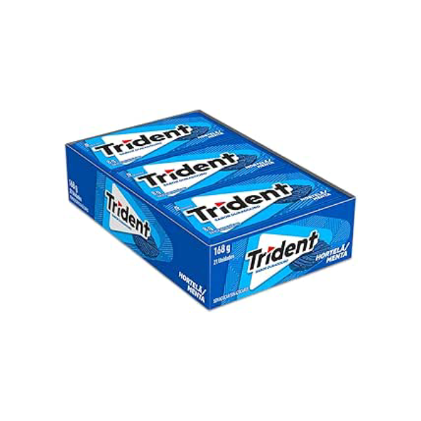 Chiclete Trident Hortelã Sem Açúcar - Caixa com 21 unid. de 8g