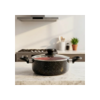 Panela Caçarola 20cm Revest. Cerâmica Tampa Vidro Dubai Preto