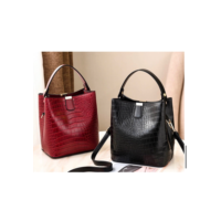 Bolsa balde com padrão de crocodilo para mulheres, bolsa crossbody de ombro elegante