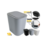Lixeira 12 Litros Tampa Click Abre Automática E Dispenser Integrado De Sacos De Lixo Banheiro Lavabo Cozinha Escritório