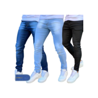 Kit 3 Calça Jeans Skinny Masculina Com Lycra Estica Muito Nf super promoção