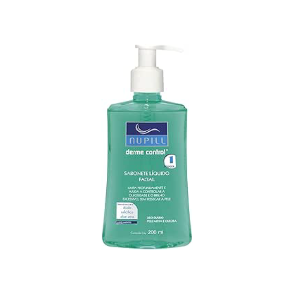 Sabonete Liquido Facial Nupill Derme Control 200Ml, Nupill, Verde