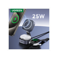 UGREEN Qi2 25W Suporte magnético para carregador sem fio 2 em 1 Suporte de carregamento para iPhone 15 16 Pro Max/AirPods para carregador rápido MagSafe