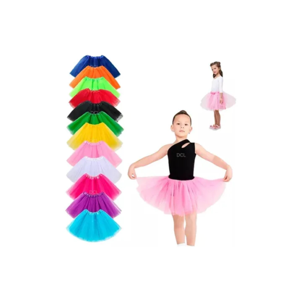 Saia Tule Criança Colorida C/brilho Festa Carnaval 30cm Tutu
