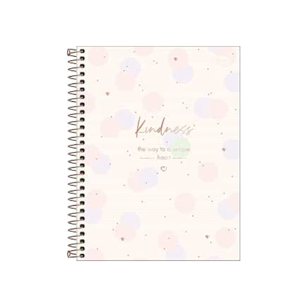 Tilibra - Caderno Espiral Capa Dura Colegial 10 Matérias Soho 160 Folhas - Poá Grande Rosa Lilás Kindness