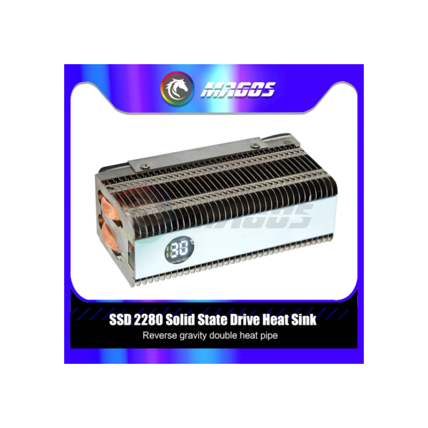 M.2 2280 ssd dissipador de calor com display digital 2 tubos de calor de cobre radiador de unidade de estado sólido para m2 nvme/ngff 2280 ssd cooler