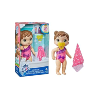 Baby Alive Banho Carinhoso boneca morena de 25 cm a prova d’água com cabelo castanho e acessórios, brinquedo infantil para crianças a partir de 3 anos