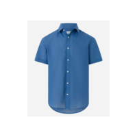 Camisa em Voal com Colarinho e Botões Frontais Azul