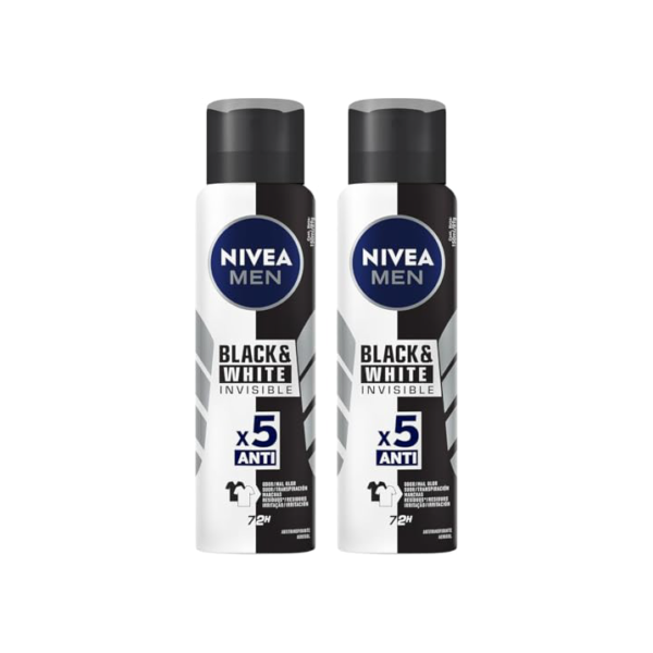 Kit NIVEA Desodorante Aerosol Men Black&White Invisible - 2 unidades