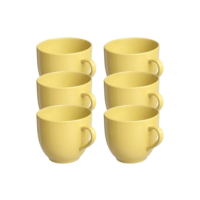 Jogo 6 Xicara Café Chá Porcelana 170ml Cor Amarelo