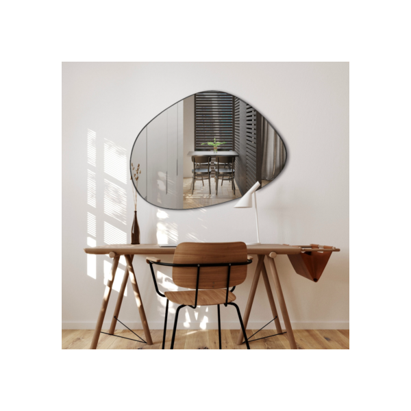 Espelho Decorativo Orgânico 80x60cm Moderno Grande de Parede c/ Suporte