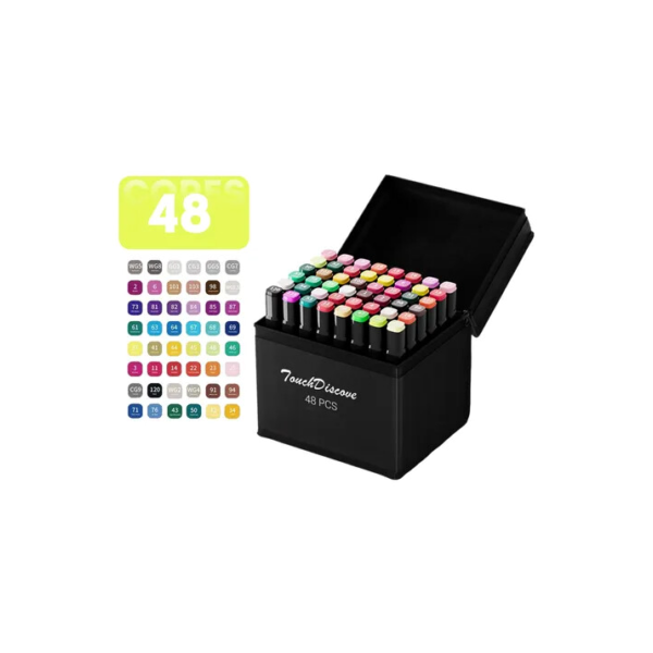 Conjunto Canetas Marcador Canetinha Ponta Dupla 48 Cores Kit