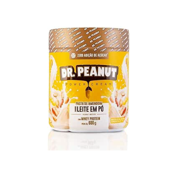 Pasta de Amendoim DR. Peanut Leite em Pó 600G - Com Whey Protein