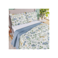 Kit Cobre Leito Colcha Queen Bouti 3 Peças Dupla Face Estampada Porta Travesseiro Aba Americana