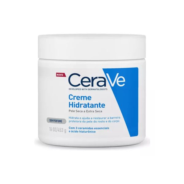 Cerave Creme Hidratante Corporal Sem Fragrância Textura Cremosa e Ácido Hialurônico 454g