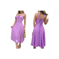 Vestido Midi Com Fenda Lateral Moda Verão 3.0 Girls Alça