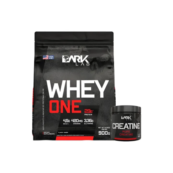 Whey One 900g + Creatina 150g Dark Lab Sabor Morango