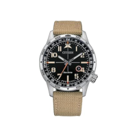 Citizen Relógio masculino Eco-Drive Weekender Avion Field em aço inoxidável com pulseira de nylon cáqui, mostrador preto (modelo: BM7550-01E), Pulseira de nylon cáqui, Relógio