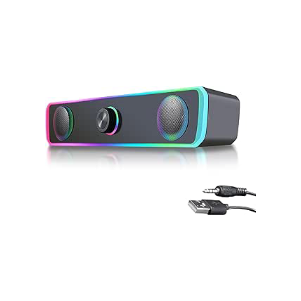 Alto-falante para PC Barra de som de computador com fio Alto-falante pequeno para laptop, tablet, telefone, computador, conexão de conector de áudio de 3,5 mm