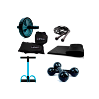 Kit Funcional Completo C/ 6 Itens :-  caneleira de 3kg  + halter de 1kg + colchonete + Roda + Extensor + Corda