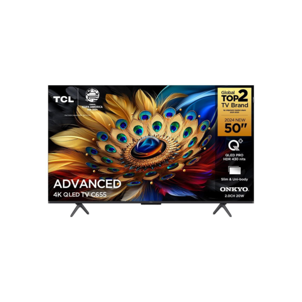 Smart TV 50" QLED 4K TCL 50C655 com Processador AIPQ, Google TV, HDR10+, Wi-Fi Dual Band, Bluetooth Integrado, Google Assistente, Dolby Vision e Atmos
