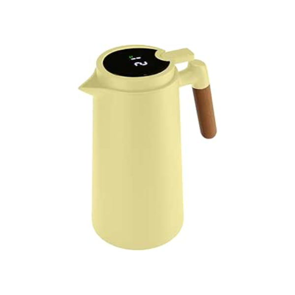 LYOR - Garrafa Térmica de Plástico com Cabo de Madeira e Termômetro Tap Menta 1L - Mantém Bebida Quente ou Fria de 08-12 Horas