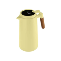 LYOR - Garrafa Térmica de Plástico com Cabo de Madeira e Termômetro Tap Menta 1L - Mantém Bebida Quente ou Fria de 08-12 Horas
