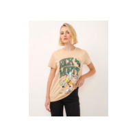 camiseta de algodão manga curta rick and morty bege