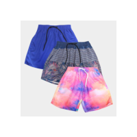 Kit Short Wall Sortido Masculino 3 Peças - Azul+Rosa