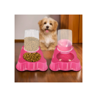 Kit 2 Comedouro/Bebedouro Dupla Função Dispenser Dosador 1 kg Ração/1,5 Litros Água Cães E Gatos
