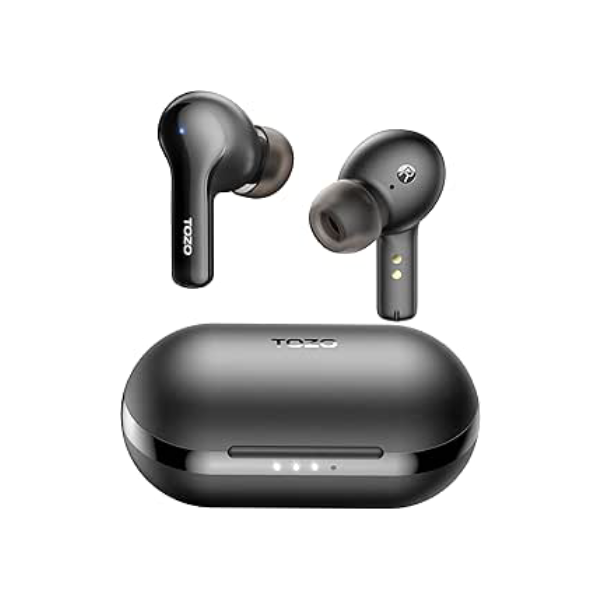 TOZO A2 Mini Fones de ouvido sem fio Bluetooth 5.3 em fones de ouvido leves Microfone embutido, à prova d'água IPX5, som envolvente Fone de ouvido com conexão de longa distância, Preto