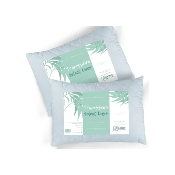 Kit 2 Travesseiros Select Luxo fibra antialérgica 70cm e 50cm branco