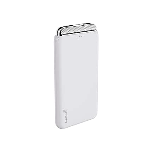Geonav Power Bank, Carregador Portátil Universal 12.000 mAh, 2 Saídas USB + 1 Saída USB-C, PB12KWT, Branco