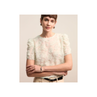 Blusa em Chiffon com Texturas e Manga Bufante Verde Claro