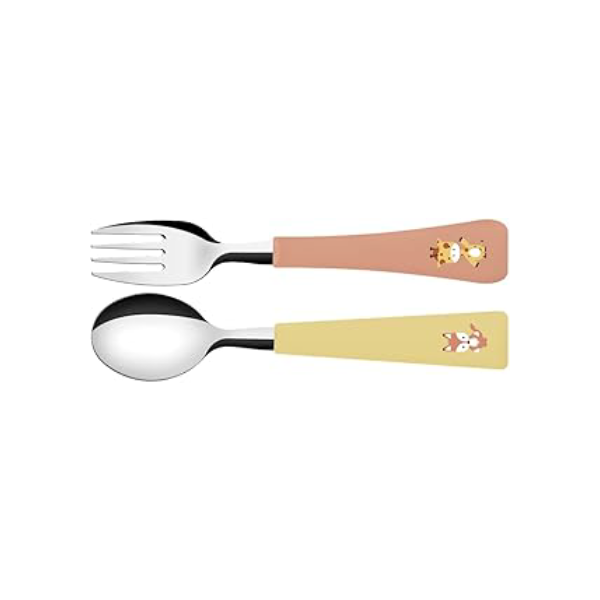 Jogo de Talheres Infantil Tramontina Baby Friends com Lâminas de Aço Inox e Cabos de Polipropileno Colorido 02 Peças