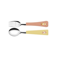 Jogo de Talheres Infantil Tramontina Baby Friends com Lâminas de Aço Inox e Cabos de Polipropileno Colorido 02 Peças