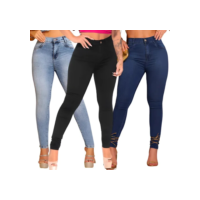 Kit 3 Calça Jeans Skinny Cintura Alta Com Lycra Premiun