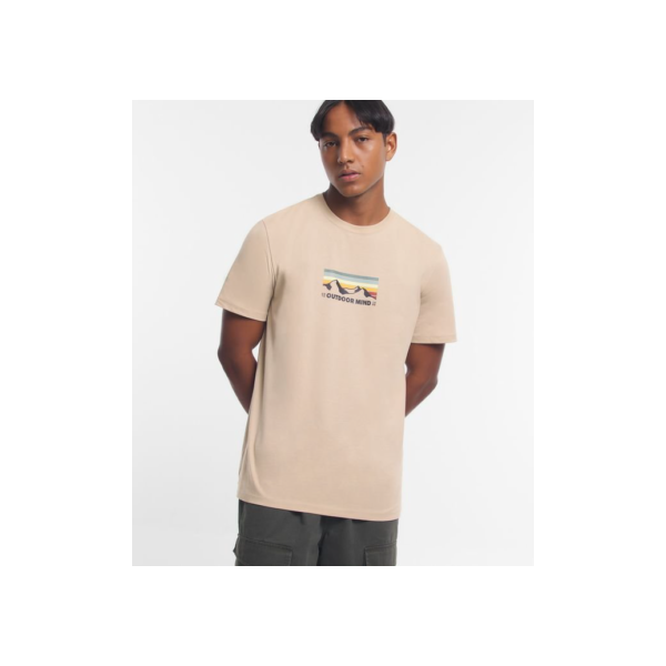 Camiseta em Algodão Peruano com Estampa Montanha Off White