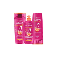 Kit Elseve Liso Dos Sonhos AHA + Queratina Vegetal Shampoo 200ml + Condicionador 200ml + Creme Pentear (3 produtos)