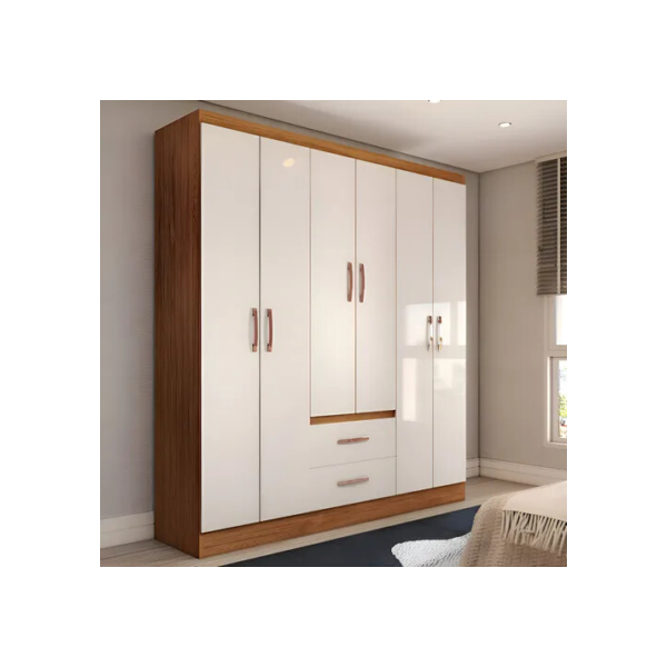 Guarda-roupa Solteiro Belmont 6 Portas 2 Gavetas Off Cor Bege