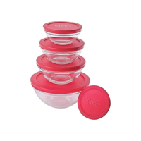 Euro Home - Conjunto de Potes de Vidro Redondos com Tampa Plástica 5 Peças