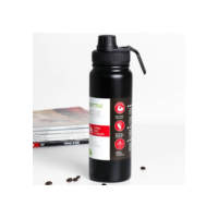 Garrafa Térmica Esportiva 800ml Aço Inox 304 Preta Academia Tampa Antivazamento Alça Dobrável BPA Free Parede Dupla Vácuo Fria 12h Quente 8h Infusor Frutas Portátil Elegante Durável