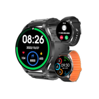 Smartwatch com Tela Full Touch 1.45", IP68, Compatível com iOS e Android, 120+ Modos Esportivos e Recebimento de Notificações, Faz e Recebe Ligações, Assistente de Voz, Unissex, 3 Pulseiras (Preto)