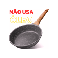 Frigideira Antiaderente de Alumínio Revestimento Cerâmico Premium Funda Cabo Madeira Não Gruda