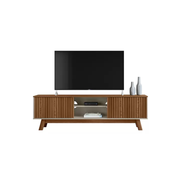 Rack Para Tv 70 Polegadas Ripado São Francisco Linea Brasil Cor Freijó/Off white