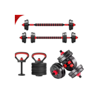 Kit Treino Funcional 10/15/20kg Halteres Barra Supino Kettlebell Preto