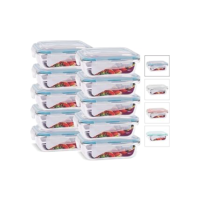 KIT 10 Potes de Vidro Retangular com Tampa Hermética 640ml Cor:Azul (QH)