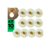 Kit 10 Suporte Plástico Para Lâmpada Plafon Bocal E27 Soquete Iluminação Luz Teto Parede Branco Simples Plafonier